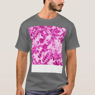 Rosa Rosen mit Blätter Muster T-Shirt