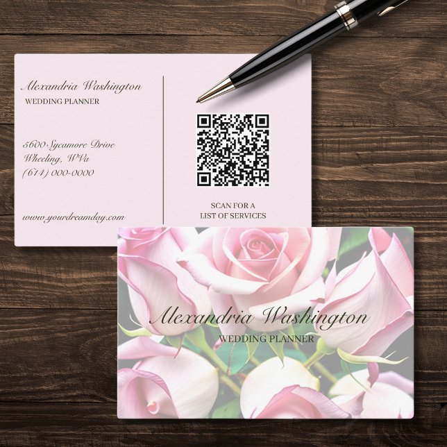 Rosa Rosen mit QR-Code Visitenkarte (Von Creator hochgeladen)