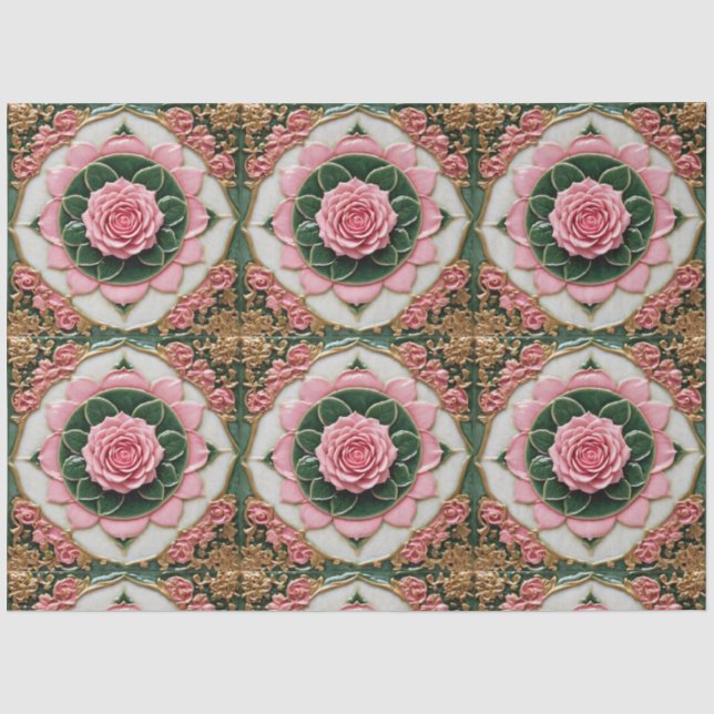 Rosa Rosen Moderne schöne Sammlung Seidenpapier (Vorderseite)