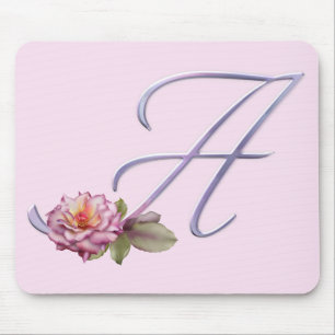 Rosa Rosen-Monogramm A Mousepad