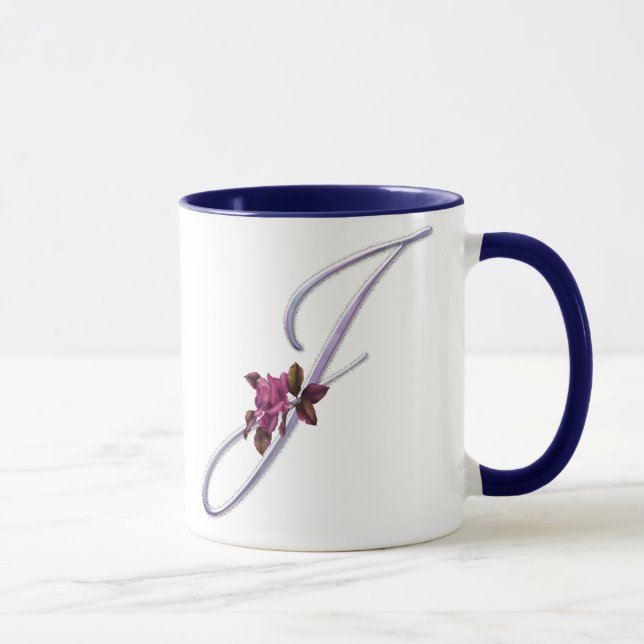Rosa Rosen-Monogramm J Tasse (Rechts)
