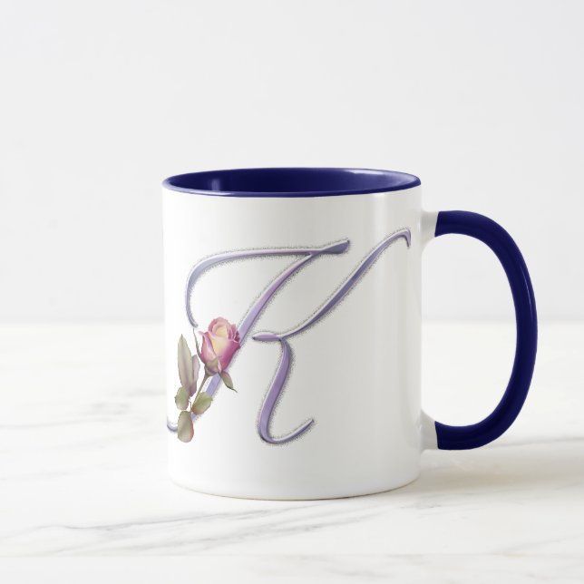 Rosa Rosen-Monogramm K Tasse (Rechts)