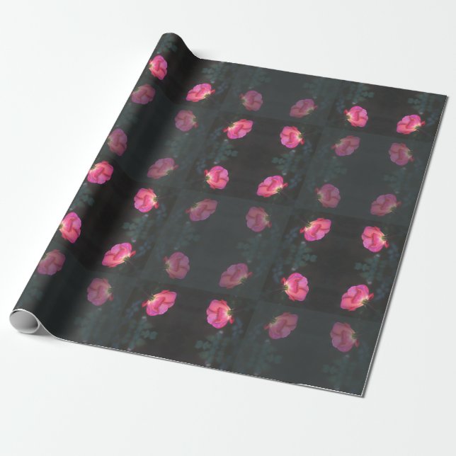 Rosa Rosen Muster Geschenkpapier (Ungerollt)