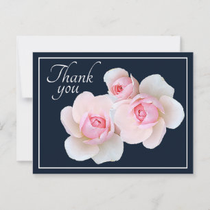 Rosa Rosen Navy Hintergrund Danke Postkarte