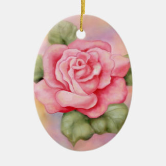 Rosa Rosen-Oval-Verzierung Keramik Ornament