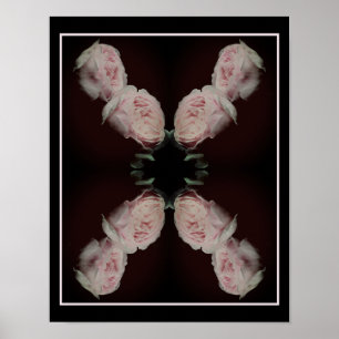 Rosa Rosen Paar Vintage-Blumenkunst abstrakt Poster