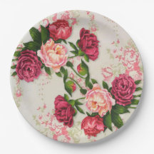 Rosa Rosen Papier Teller