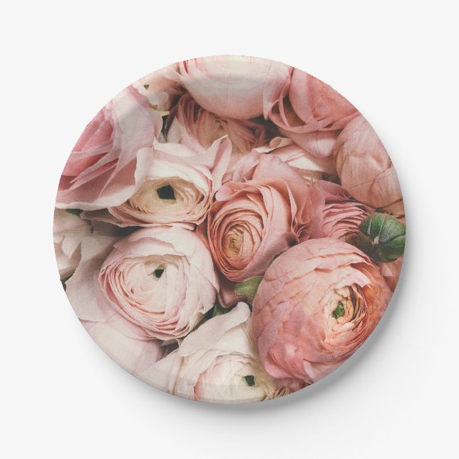 Rosa Rosen Pappteller (Vorderseite)