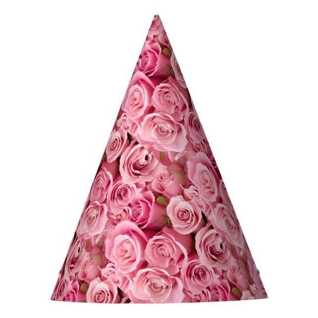 Rosa Rosen-Party-Hut Partyhütchen (Vorderseite)