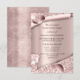 Rosa Rosen Pastell Puder Funkelnder Glitter Rose P Einladung