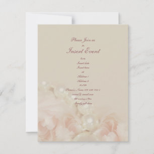 Rosa Rosen Perlen Elegante Hochzeit Verlobung Einladung