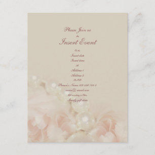 Rosa Rosen Perlen Elegante Hochzeit Verlobung Einladung