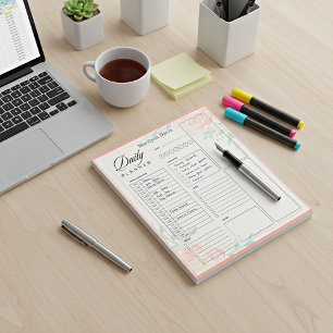 Rosa Rosen personalisierter Tagesplan Notizblock