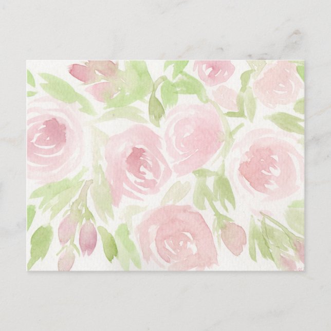 Rosa Rosen Postkarte (Vorderseite)