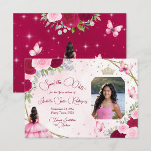 Rosa Rosen Prinzessin Schmetterling & Foto Quincea Save The Date