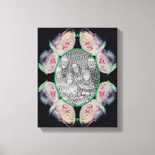 Rosa Rosen Rahmen erstellen Sie Ihr eigenes Foto Leinwanddruck (Vorderseite)