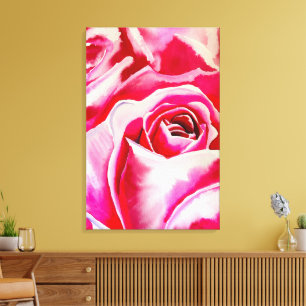 Rosa Rosen romantische Wasserfarbenkunst Leinwanddruck