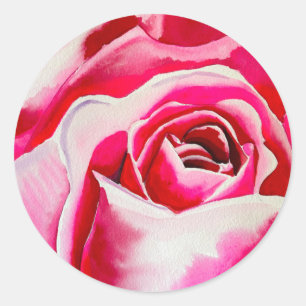 Rosa Rosen romantische Wasserfarbenkunst Runder Aufkleber