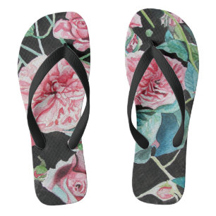 Rosa Rosen Rose Blumenbeete Blume Aquarell Flip Flops
