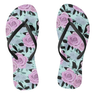 Rosa Rosen, Rose, türkisfarbener Hintergrund Flip Flops