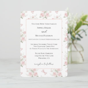 Rosa Rosen Schleifen Hochzeit Einladung