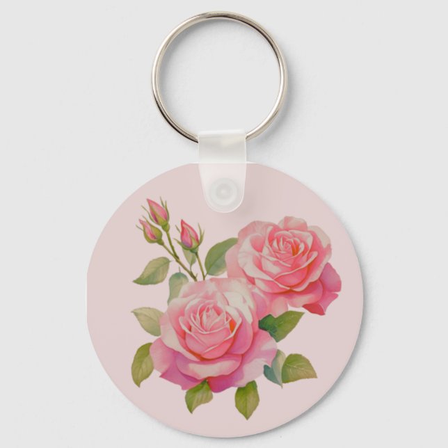 Rosa Rosen Schlüsselanhänger (Vorderseite)