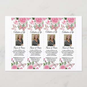 Rosa Rosen-Schmetterlings-Begräbnis-Lesezeichen Einladung