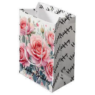Rosa Rosen Schöne Luxus-Trend-Kollektion Mittlere Geschenktüte