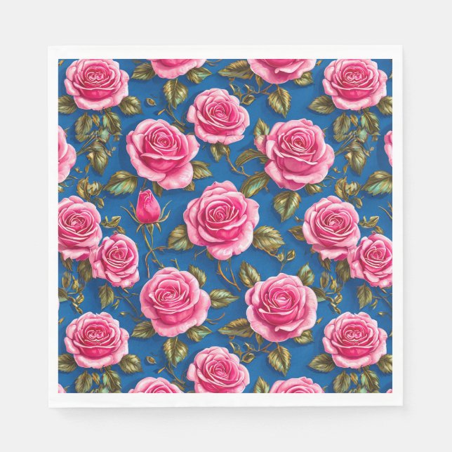 Rosa Rosen Serviette (Vorderseite)