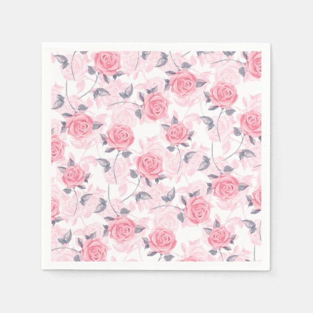 Rosa Rosen Serviette (Vorderseite)