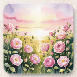 Rosa Rosen Sonnenuntergang Untersetzer aus Kunstst