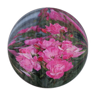 Rosa Rosen Spiegelkugeleffekt Glas Schneidbrett Schneidebrett