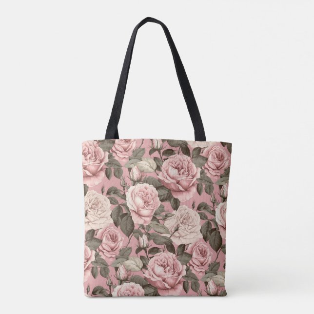 Rosa Rosen Tasche (Rückseite)