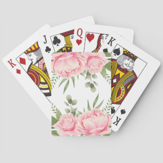 Rosa Rosen trendige Aquarellfarben Blume spielen K Spielkarten