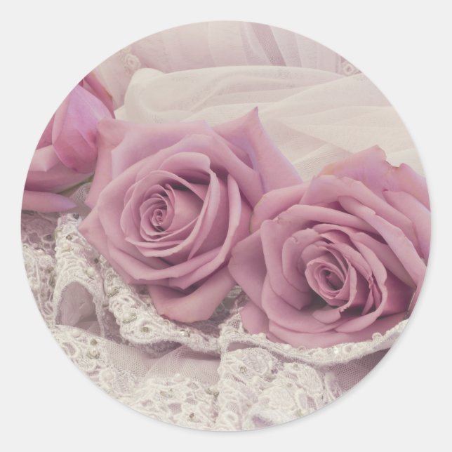Rosa Rosen und bleibendes Leben Runder Aufkleber (Vorderseite)