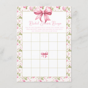 Rosa Rosen und Bows Coquette Brautparty Bingo Begleitkarte