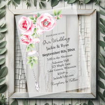 Rosa Rosen und Diamanten Transparente Hochzeit 