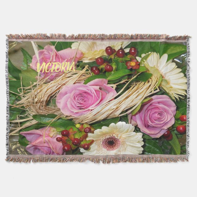 Rosa Rosen und Dinger werfen Blanket Decke (Vorderseite)