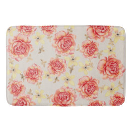 Rosa Rosen und gelbe Blumen/ Golden Bees Badematte