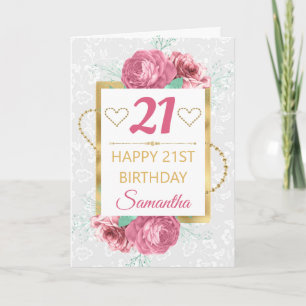 Rosa Rosen und Goldfolie Geburtstag Karte