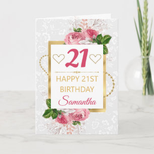 Rosa Rosen und Goldfolie Geburtstag Karte