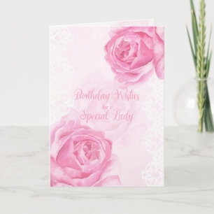 Rosa Rosen und Lace Happy GeburtstagsSpecial Lady Karte
