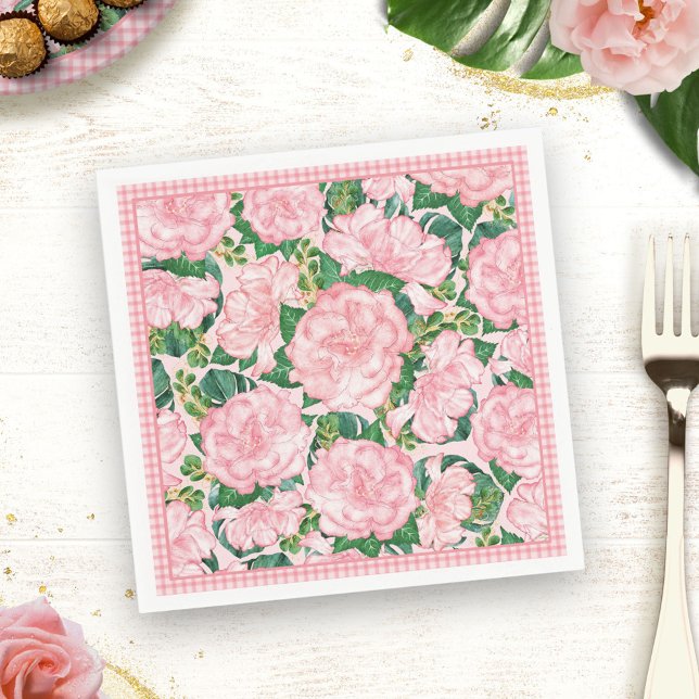 Rosa Rosen und Monstera Sommer Serviette (Von Creator hochgeladen)