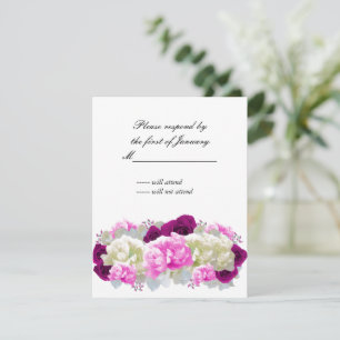 Rosa Rosen und Pfingstrosen Antwortkarte RSVP Karte