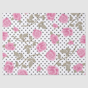 Rosa Rosen und schwarze Punkte   Seidenpapier
