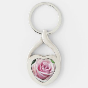 Rosa Rosen-verdrehter Herz-Metallmit Schlüsselanhänger