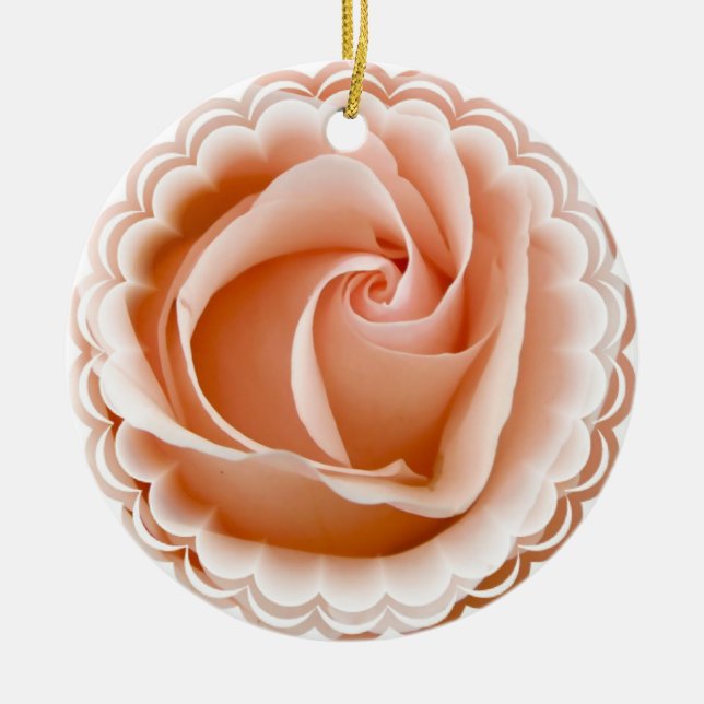 Rosa Rosen-Verzierung Keramik Ornament (Vorne)