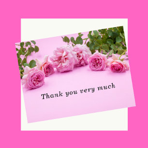 Rosa Rosen Vielen Dank für die Karte auf rosa Hint