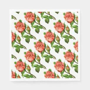 Rosa Rosen viktorianisches Blumenmuster  Serviette
