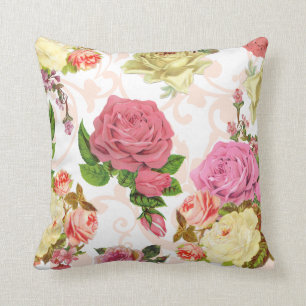 Rosa Rosen Vintage Blumenmuster Kissen